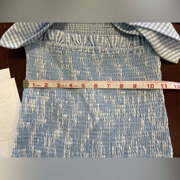 Blue and White Striped Dress with Bow Detail - Picture 4 of 5